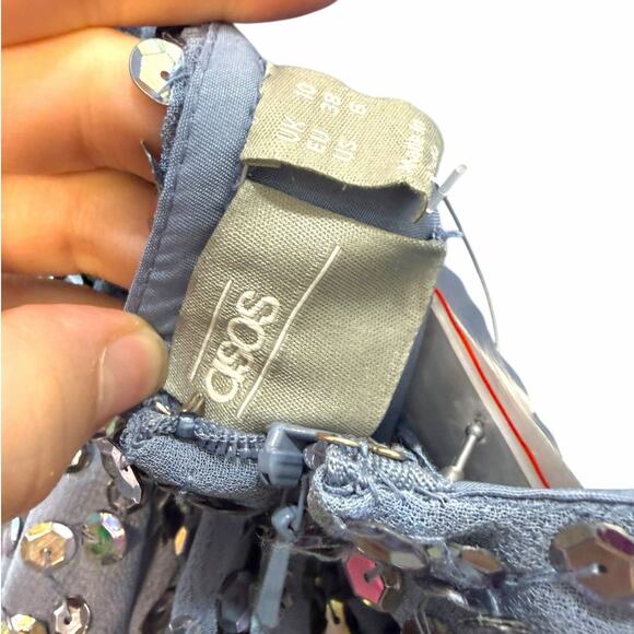 NWT ASOS Sequin Maxi Dress Blue Women’s Size 6 - Picture 7 of 11